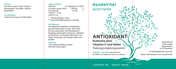 Antioxidant Kurkuma plus Vitamin C und Selen - Pure Herbs – Bild 3