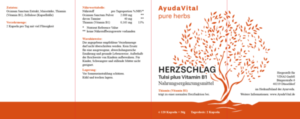 Herzschlag Tulsi plus Vitamin B1* -  Pure Herbs – Bild 3