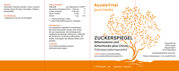 Zuckerspiegel Bittermelone und Artischocke plus Chrom² -  Pure Herbs – Bild 2